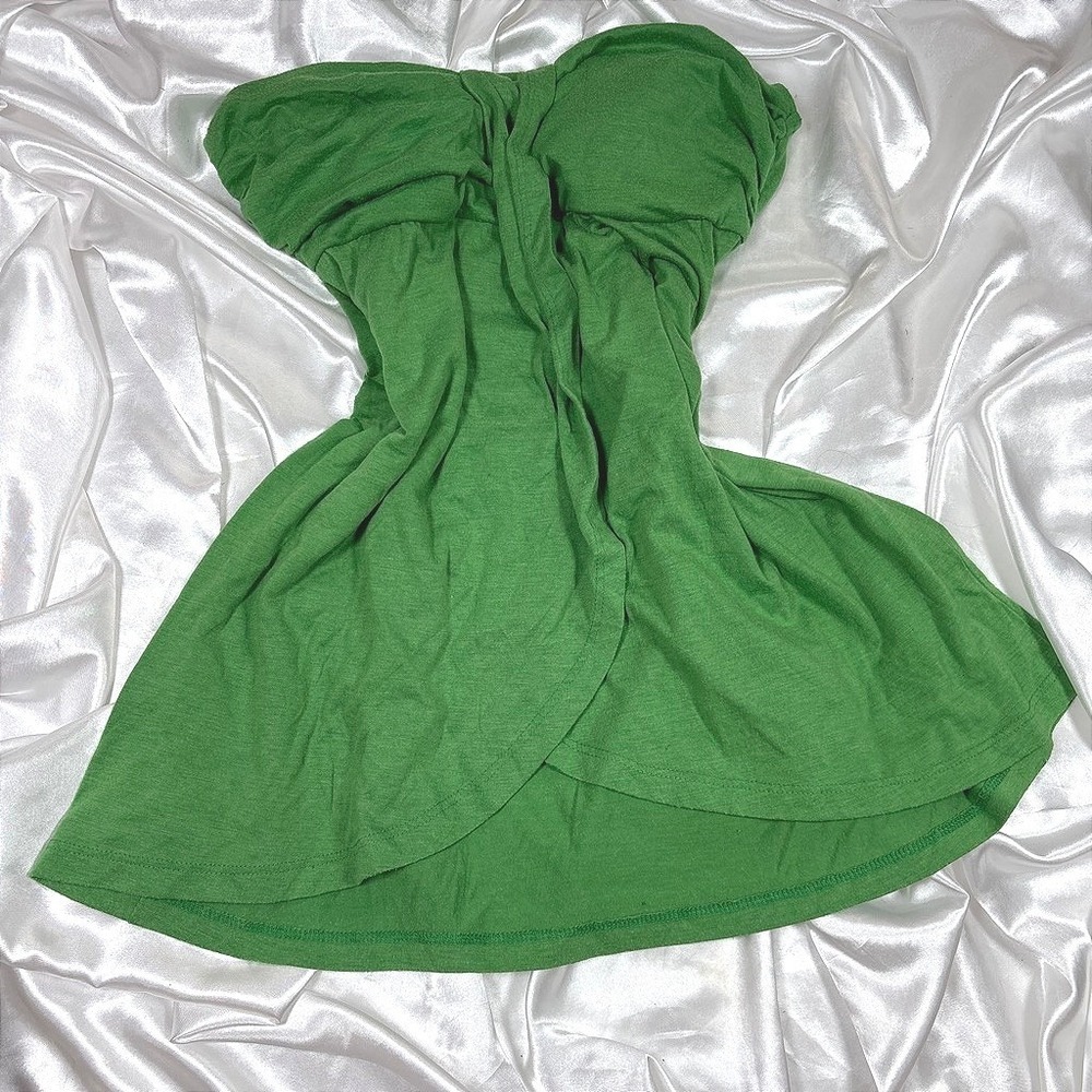 y2k Tube Top Green Excellent Hypnotik Strapless Twisted Bust Tulip Hem T07546